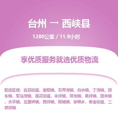 臺(tái)州到西峽縣物流專線